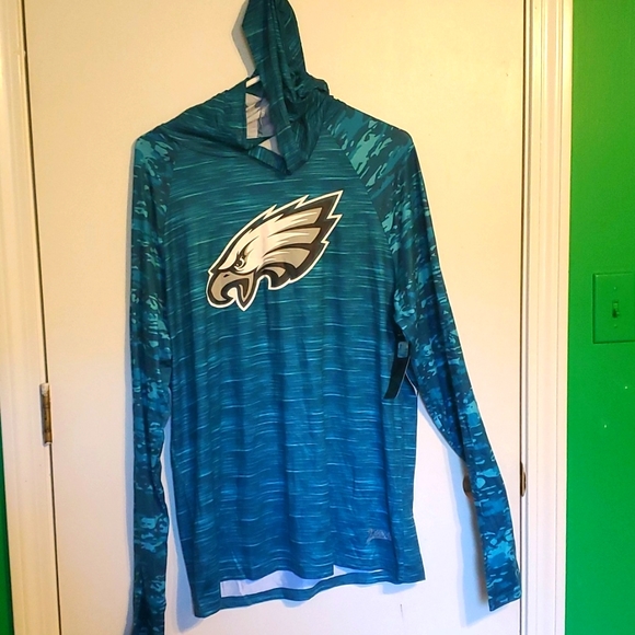 NWT NFL team apparel men's Eagles thin long sleeve hooded shirt - Picture 1 of 5